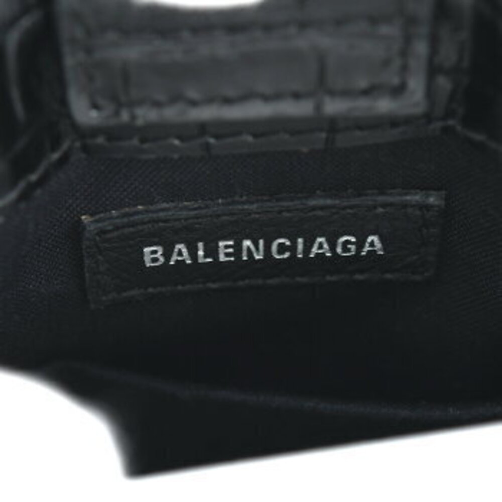Balenciaga Shopping Bag Phone Holder handbag black crocodile embossed leather - Picture 8 of 10